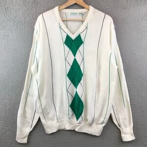 Vintage Sycamore argyle V neck sweater long sleeve L